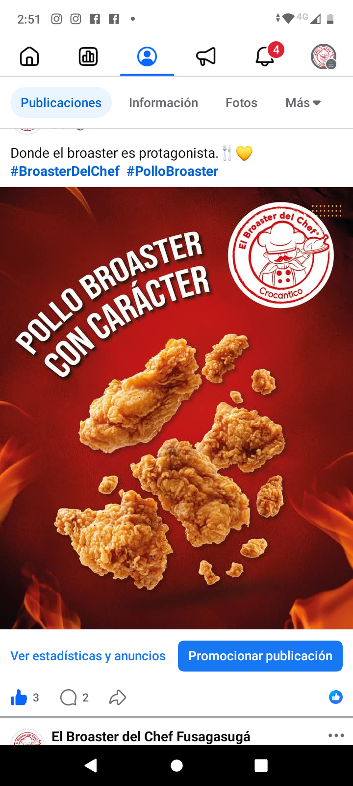 Menú El Broaster del Chef