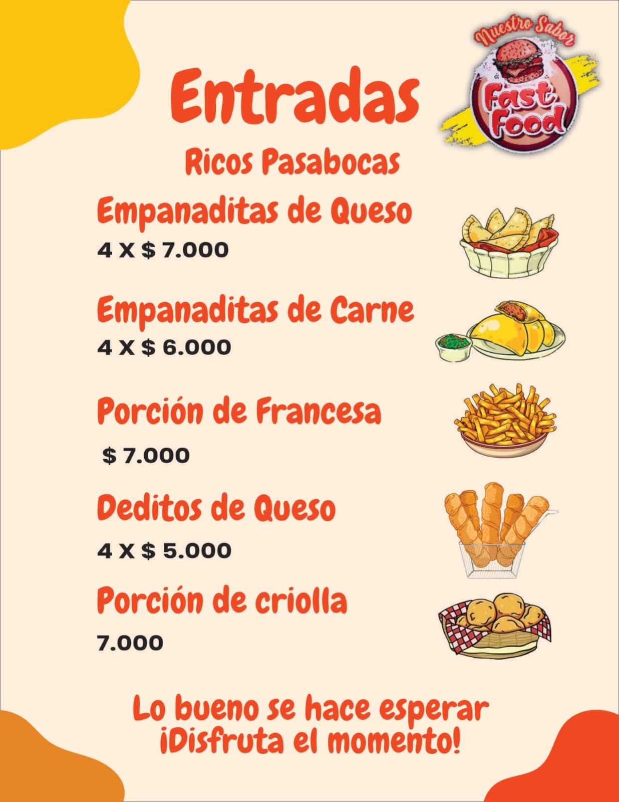 Menú Fast food