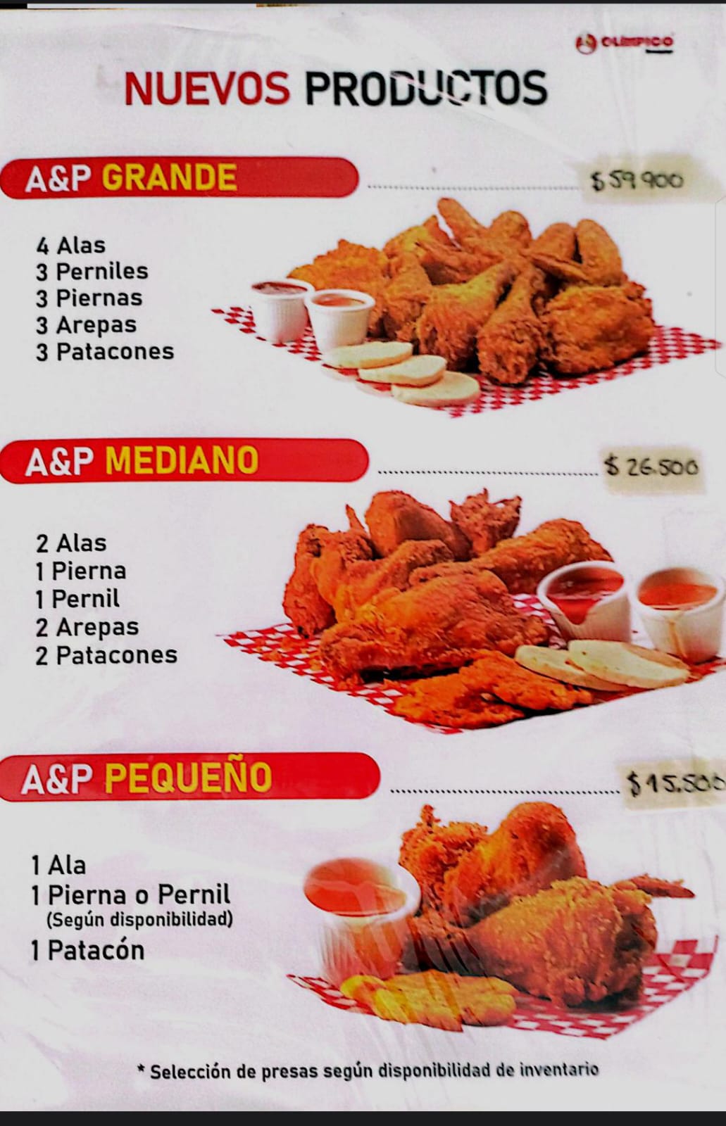 Menú Olímpico broaster