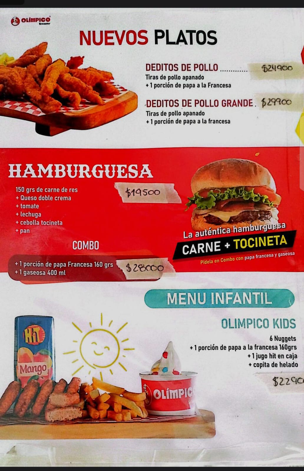 Menú Olímpico broaster