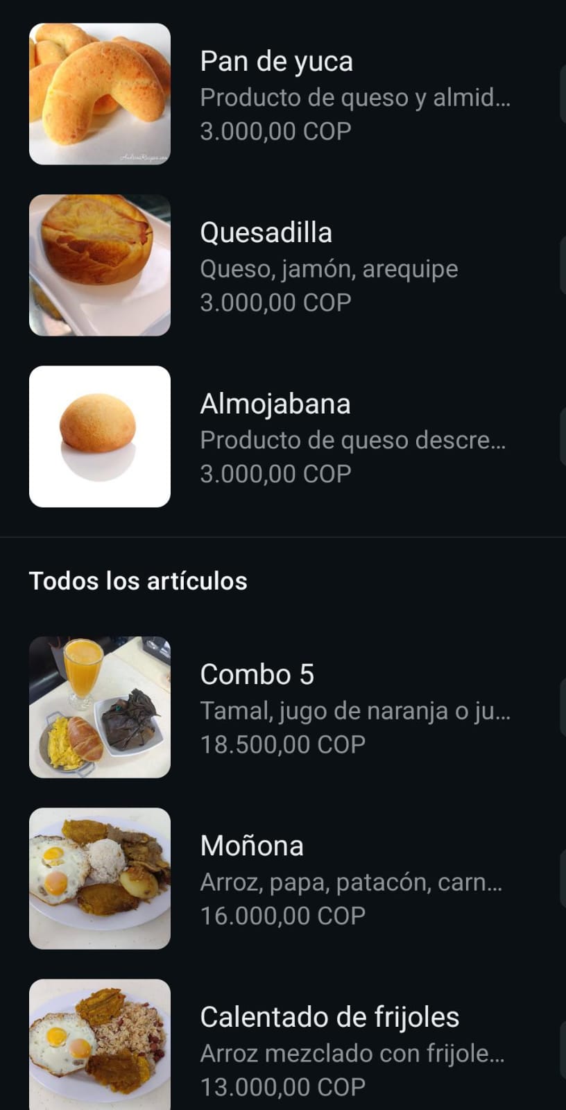 Menú Panetton san jorge