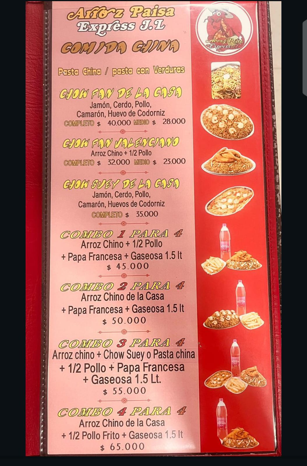 Menú Arroz paisa express J.L