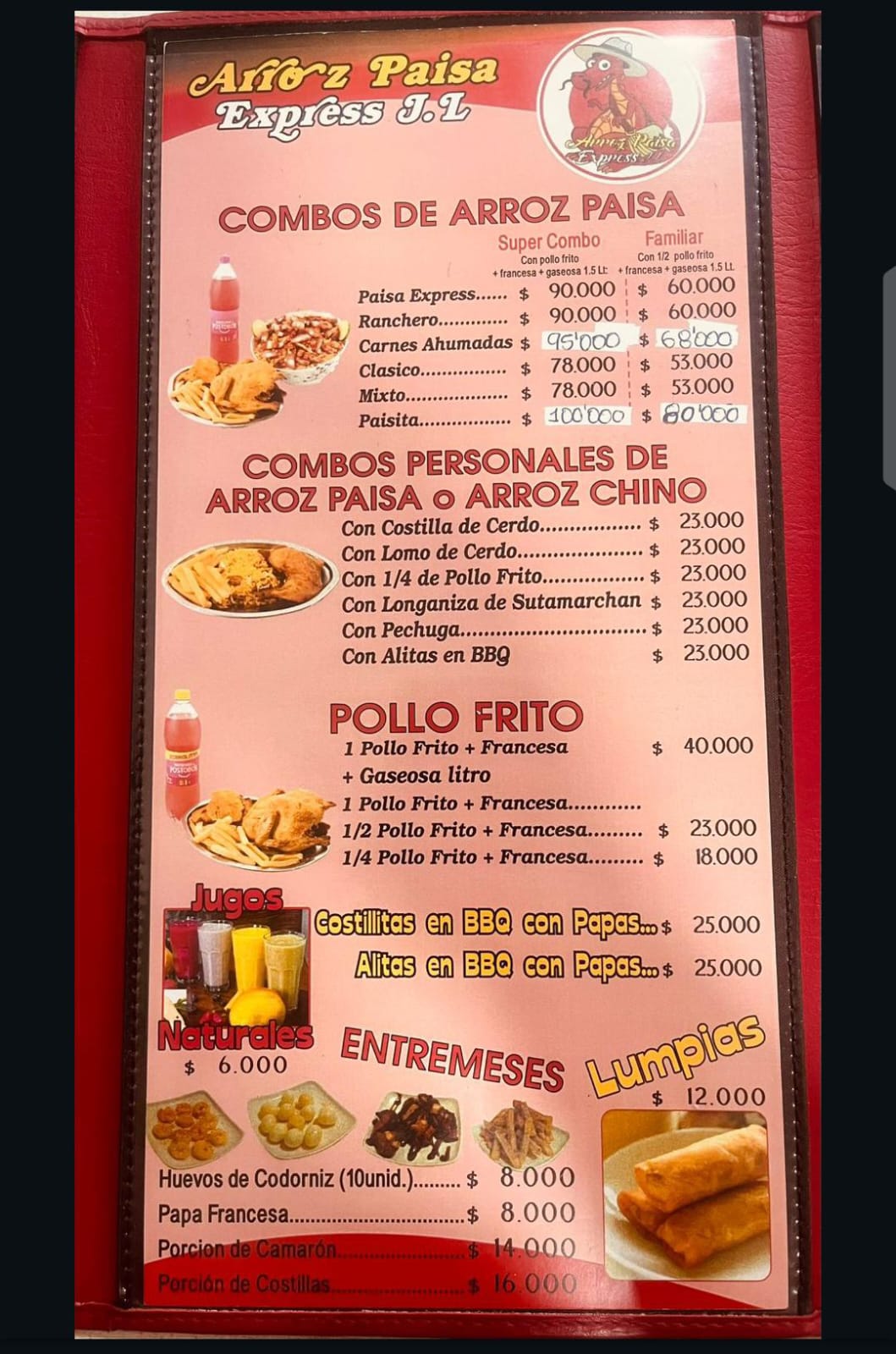 Menú Arroz paisa express J.L