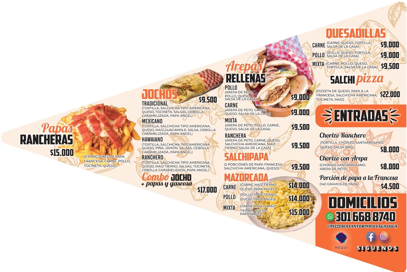 Menú Pizzería Santorini