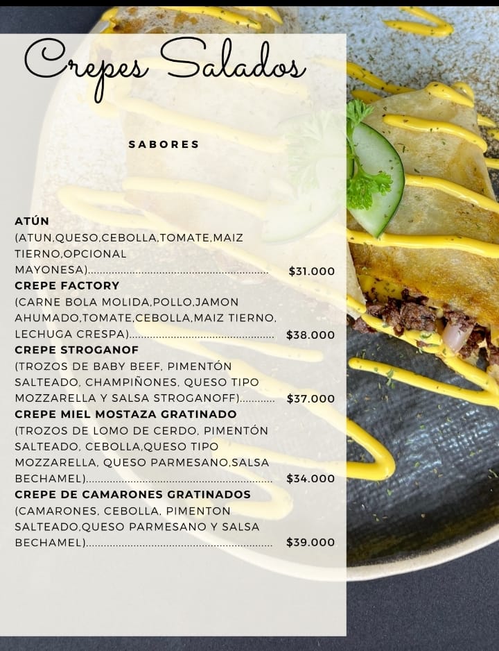 Menú Crepes factory