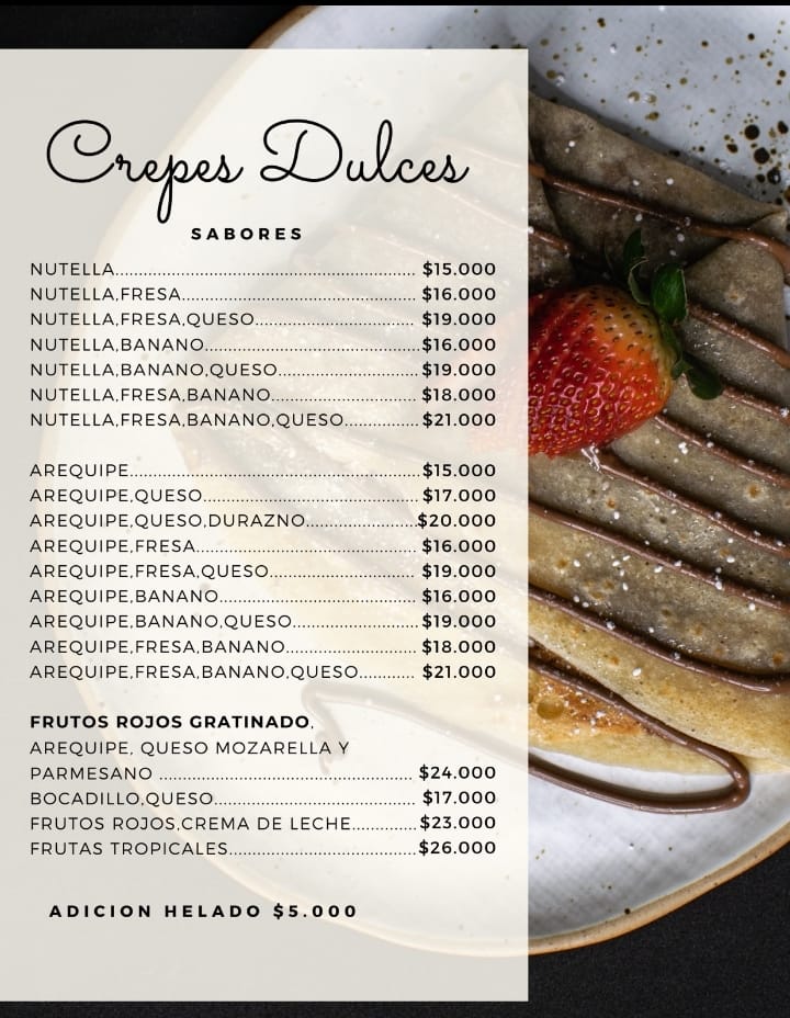 Menú Crepes factory