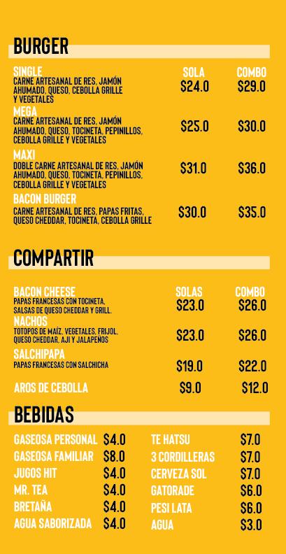 Menú Grill Wings cc jardín