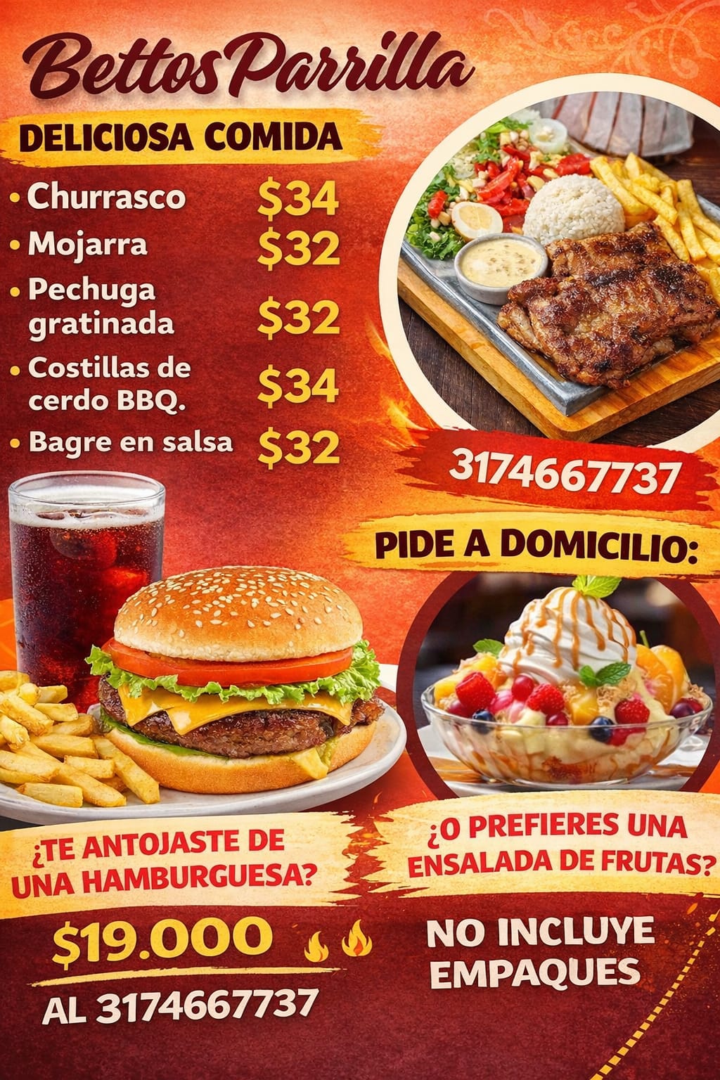 Menú Bettos parrilla