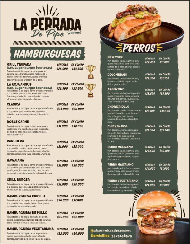 Menú La Perrada De Pipe Gourmet