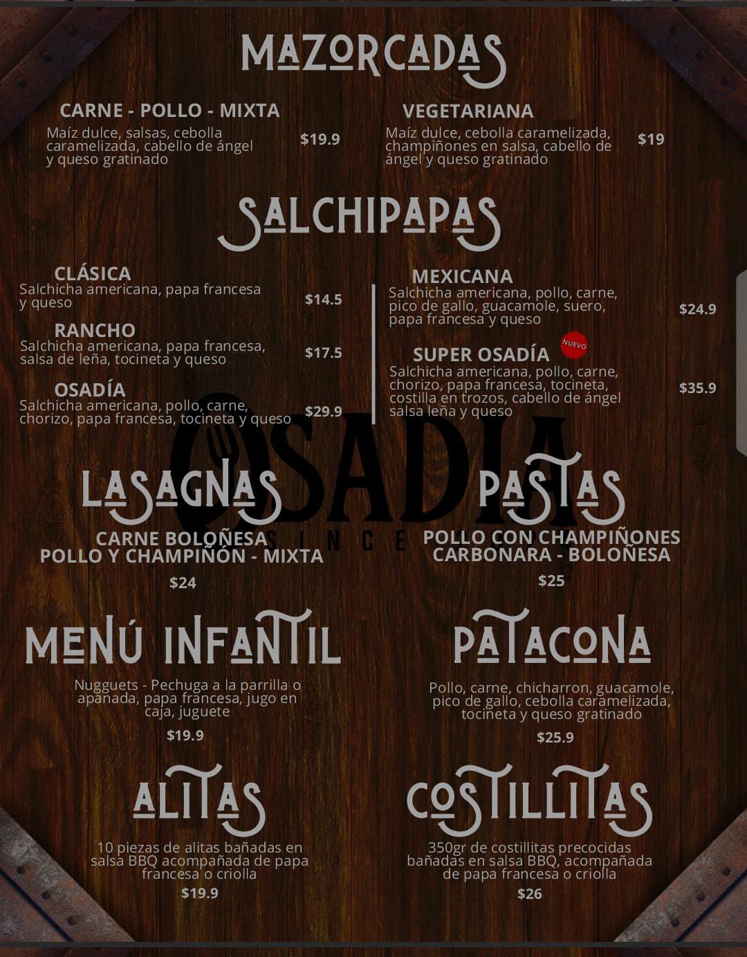 Menú Osadia
