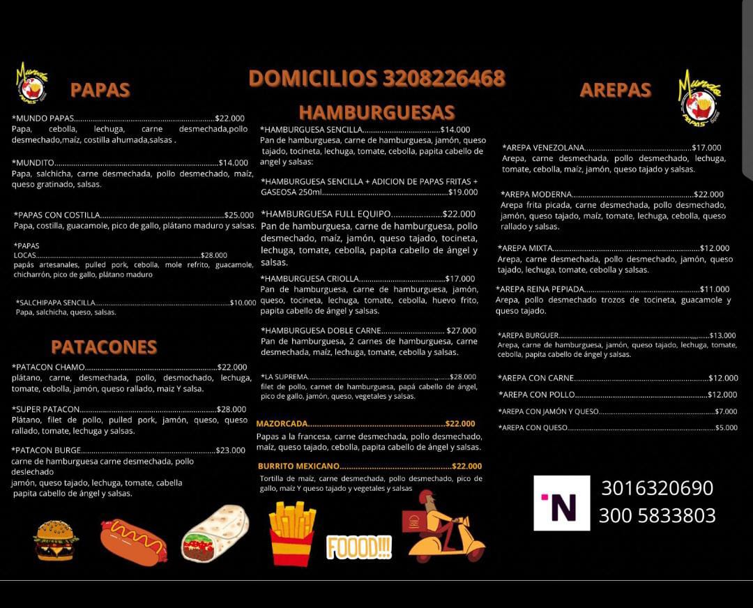 Menú Mundo papas