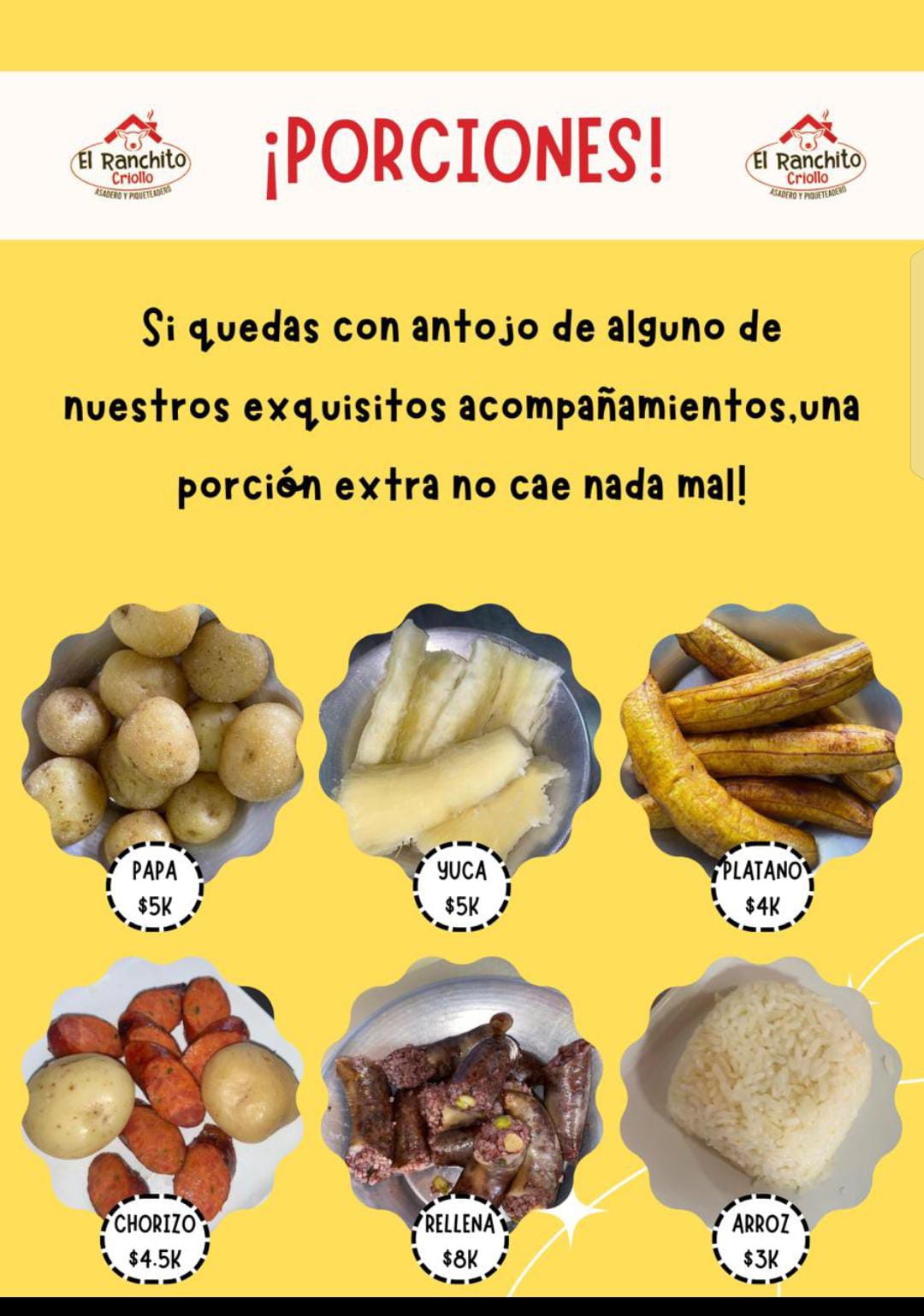 Menú El ranchito criollo